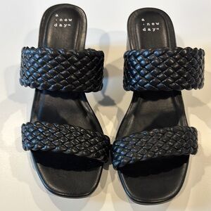 A New Day Black Woven Strap Sandals